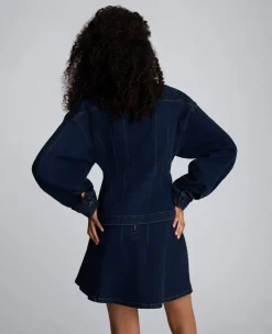Long Sleeve Denim Corset Trucker Jacket><noscript><img width=