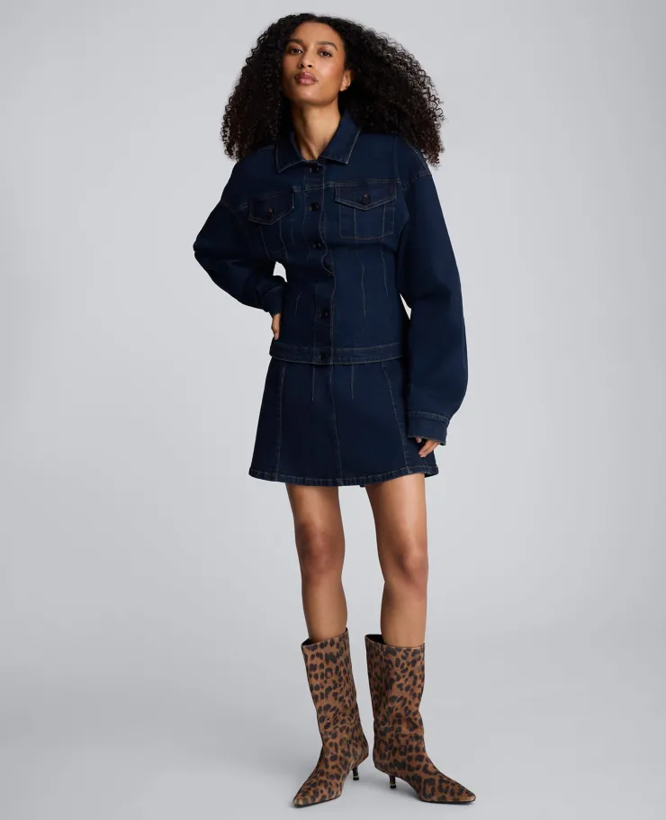 Long Sleeve Denim Corset Trucker Jacket>Kenneth Cole Sale