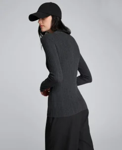 Long Sleeve Ribbed Mock Neck Sweater><noscript><img width=