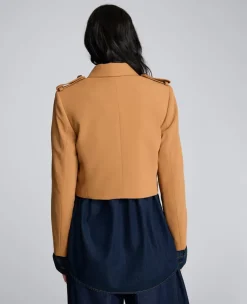 Luxe Twill Cropped Military Jacket><noscript><img width=