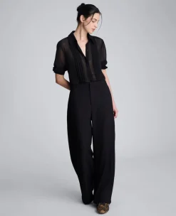 Luxe Twill Side Pleat Wide Leg Pant><noscript><img width=