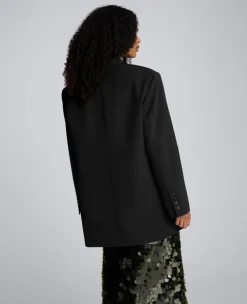 Luxe Twill Three Button Boyfriend Blazer><noscript><img width=