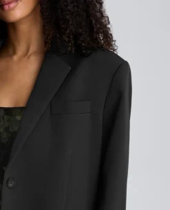 Luxe Twill Three Button Boyfriend Blazer><noscript><img width=