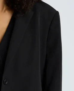 Luxe Twill Two Button Boyfriend Jacket><noscript><img width=