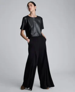 Luxe Twill Wide Leg Inverted Pleat Front Pant><noscript><img width=