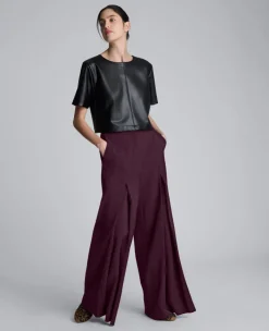 Luxe Twill Wide Leg Inverted Pleat Front Pant><noscript><img width=