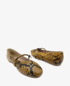 Magnolia Snakeskin Leather Ballet Flat><noscript><img width=