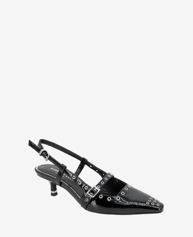 Martha Patent Eyelet Slingback Kitten Heel>Kenneth Cole Outlet