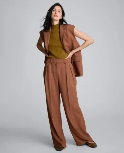 Melange High Rise Fly Front Double Pleat Wide Leg Pant><noscript><img width=