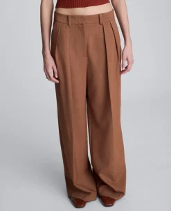 Melange High Rise Fly Front Double Pleat Wide Leg Pant><noscript><img width=