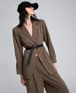 Melange Three Button Belted Soft Jacket>Kenneth Cole New