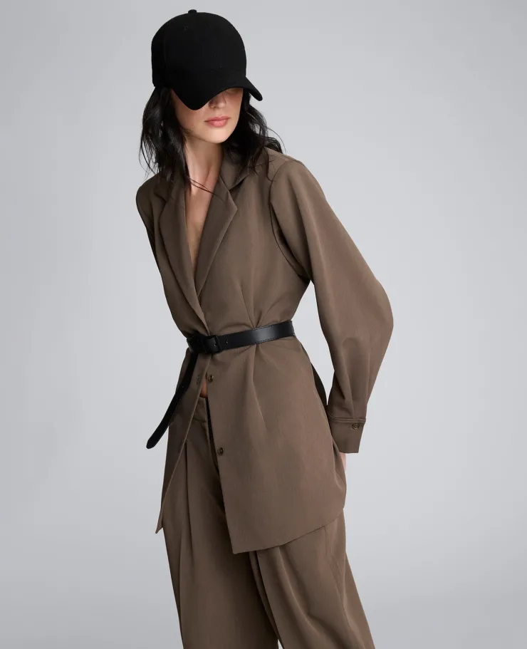 Melange Three Button Belted Soft Jacket>Kenneth Cole New