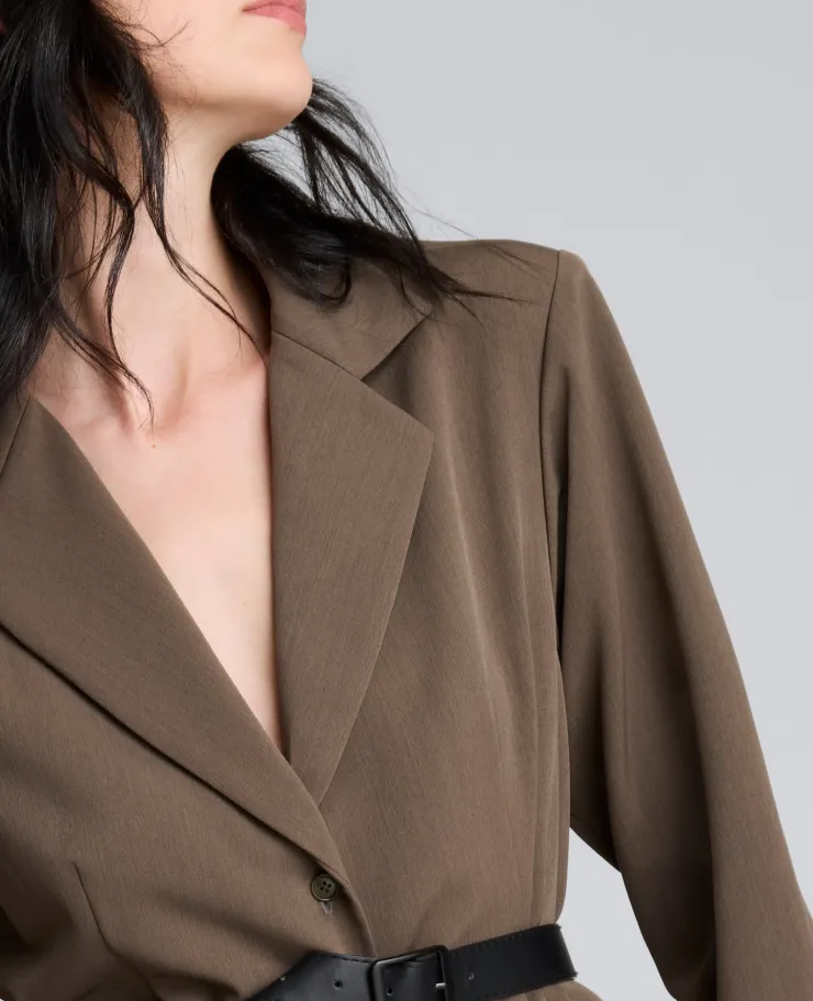 Melange Three Button Belted Soft Jacket>Kenneth Cole New