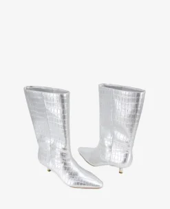 Meryl Leather Metallic Croco Bootie><noscript><img width=