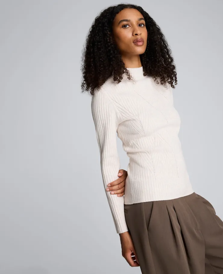 Mock Neck Long Sleeve Rib Chevron Sweater>Kenneth Cole Clearance