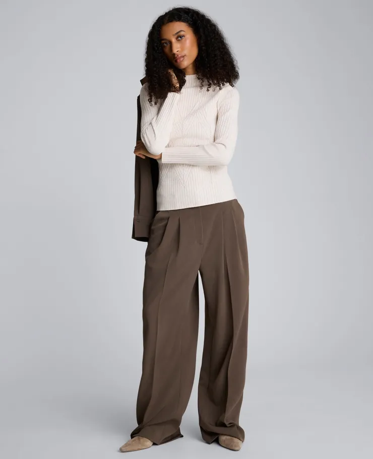 Mock Neck Long Sleeve Rib Chevron Sweater>Kenneth Cole Clearance