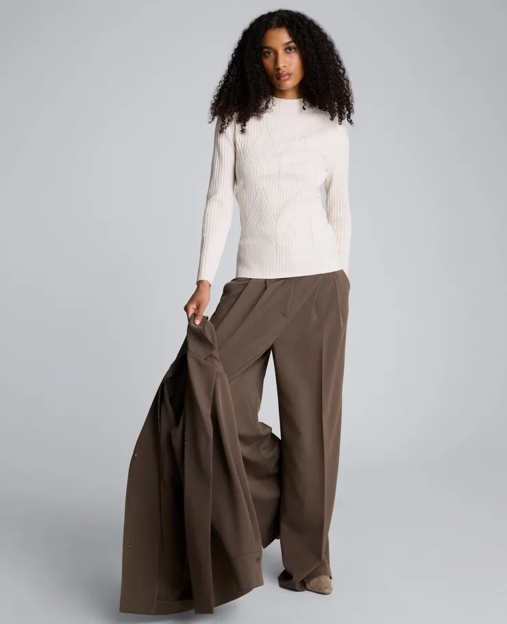 Mock Neck Long Sleeve Rib Chevron Sweater>Kenneth Cole Clearance