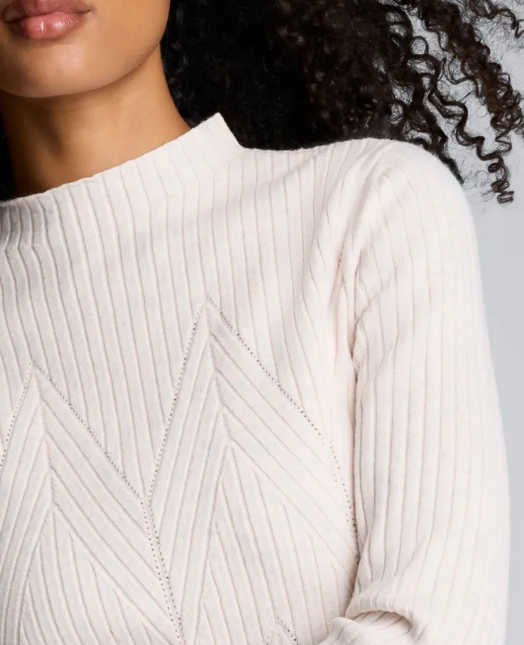 Mock Neck Long Sleeve Rib Chevron Sweater>Kenneth Cole Clearance