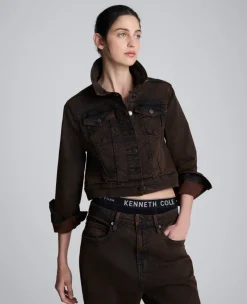Overdye Denim Cropped Trucker Jacket>Kenneth Cole New