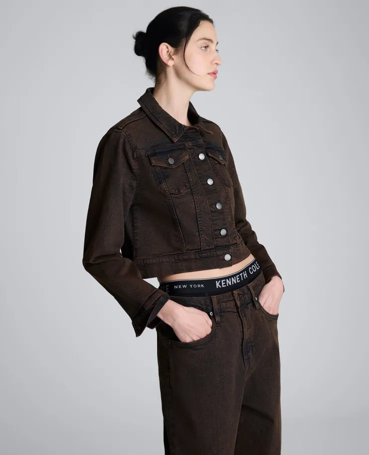 Overdye Denim Cropped Trucker Jacket>Kenneth Cole New