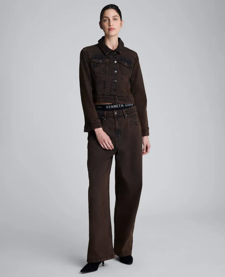 Overdye Denim Cropped Trucker Jacket>Kenneth Cole New