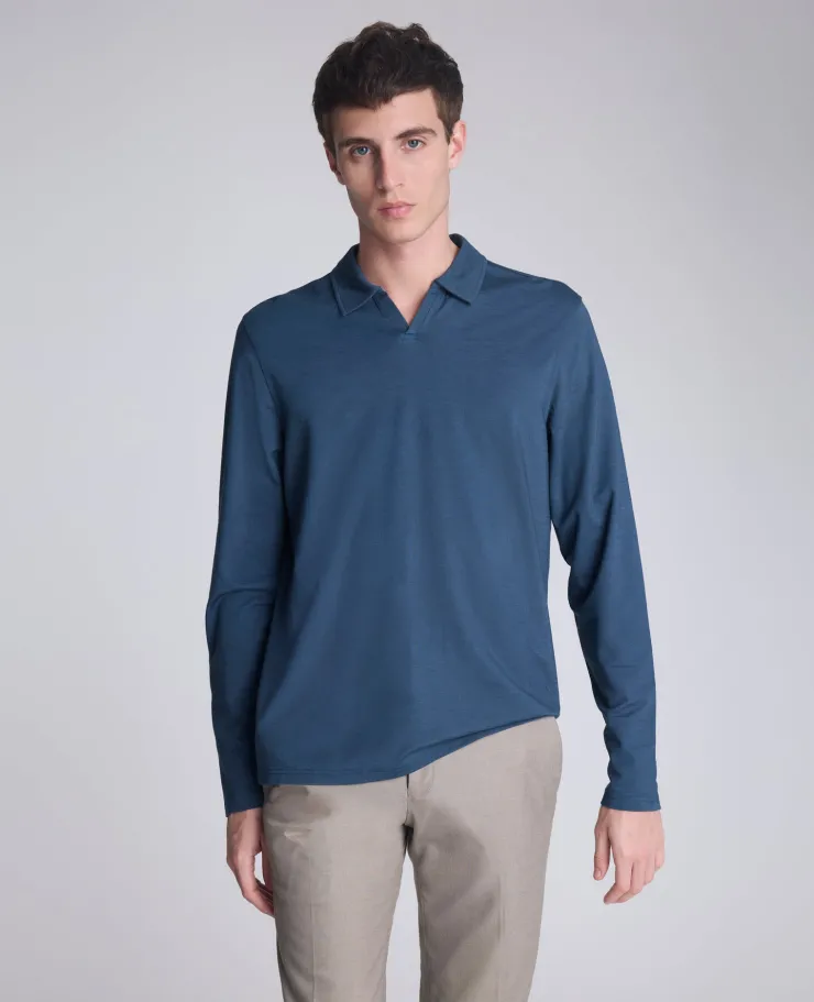 Performance Long Sleeve Johnny Collar Polo>Kenneth Cole Hot