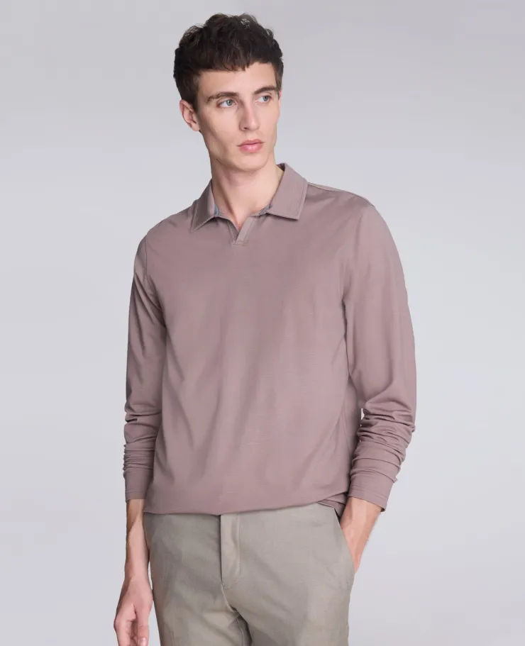 Performance Long Sleeve Johnny Collar Polo>Kenneth Cole Sale