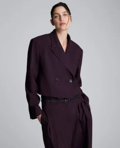 Pinstripe Double Breasted Cropped Jacket>Kenneth Cole Clearance