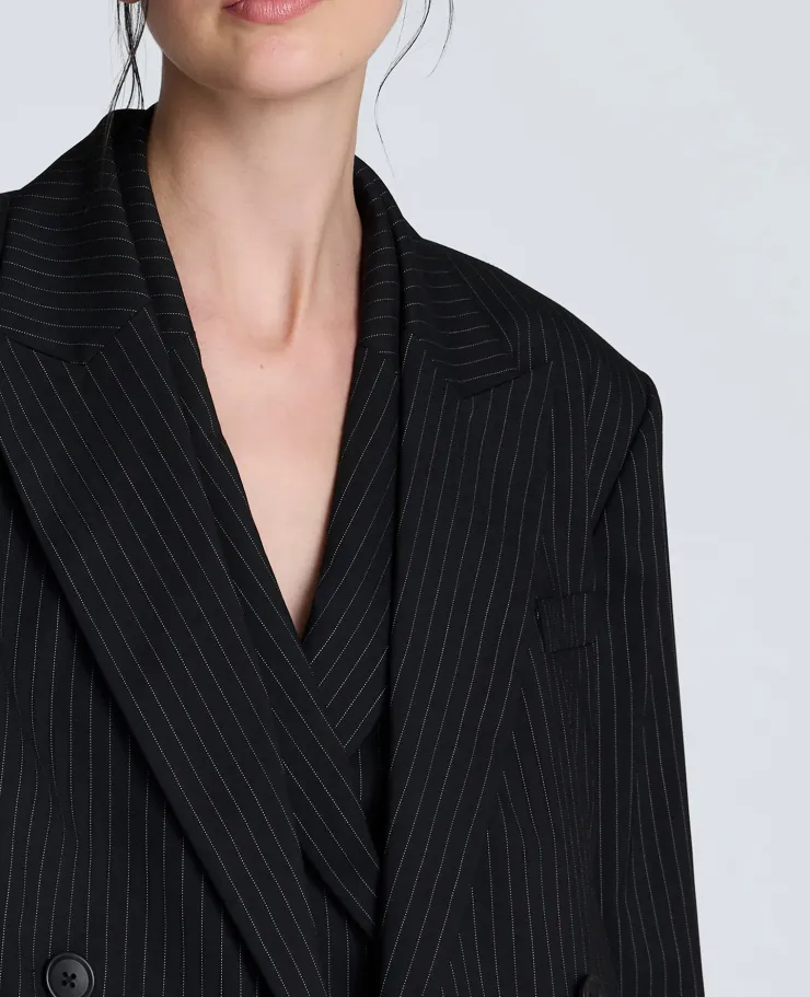 Pinstripe Double Breasted Boyfriend Jacket>Kenneth Cole New