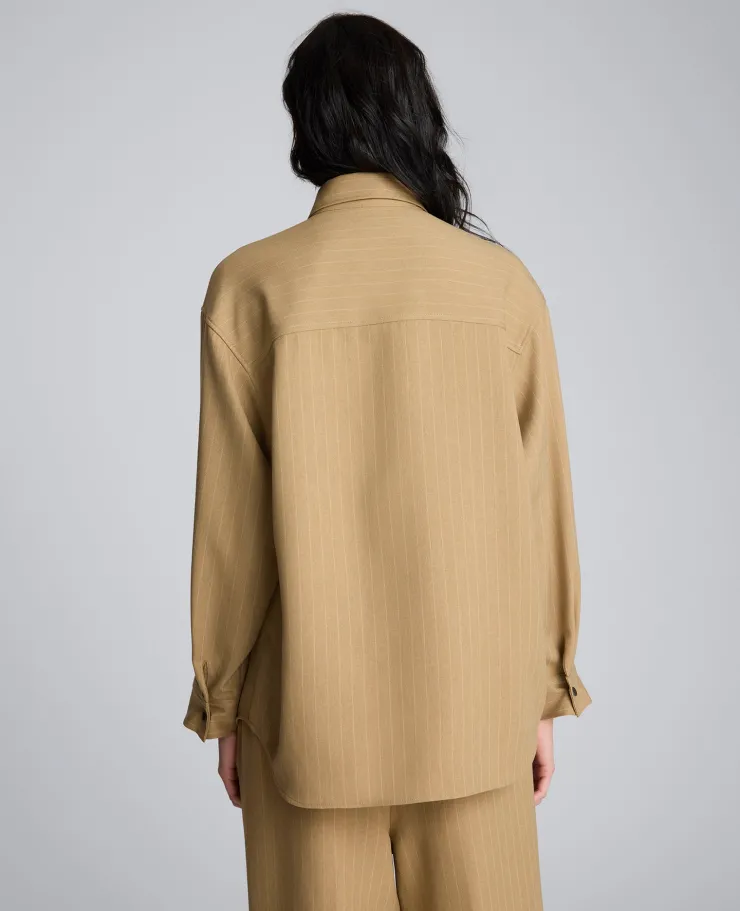 Pinstripe Drop Shoulder Snap Front Boyfriend Shirt>Kenneth Cole Best