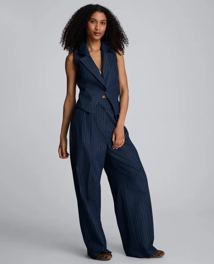 Pinstripe Fitted One Button Vest>Kenneth Cole Discount