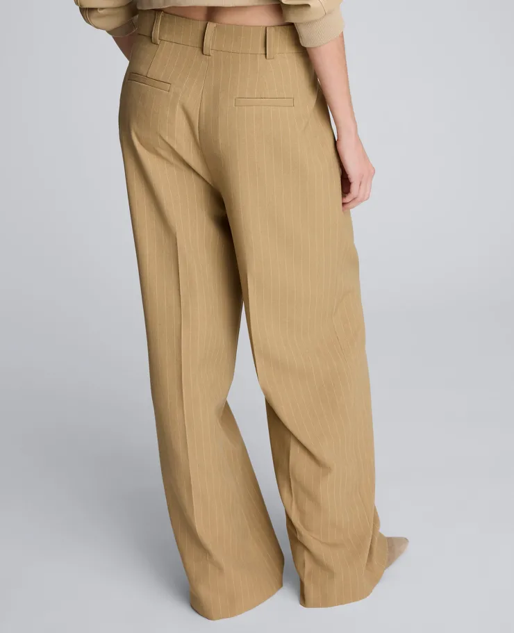 Pinstripe High Rise Fly Front Double Pleat Wide Leg Pant>Kenneth Cole
