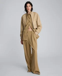 Pinstripe High Rise Fly Front Double Pleat Wide Leg Pant><noscript><img width=