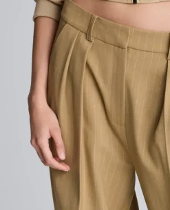 Pinstripe High Rise Fly Front Double Pleat Wide Leg Pant><noscript><img width=