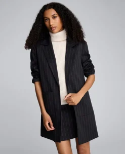 Pinstripe Patch Pocket Open Front Jacket>Kenneth Cole Clearance