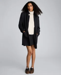 Pinstripe Patch Pocket Open Front Jacket><noscript><img width=