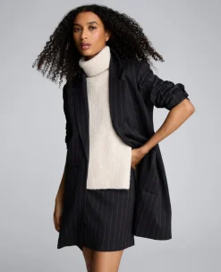 Pinstripe Patch Pocket Open Front Jacket><noscript><img width=