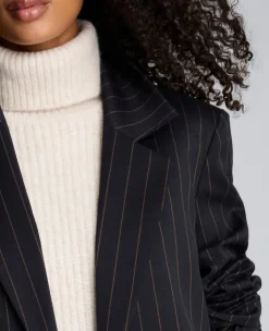 Pinstripe Patch Pocket Open Front Jacket><noscript><img width=