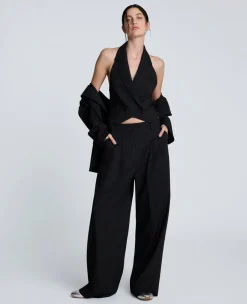 Pinstripe Pleat Front Wide Leg Pant><noscript><img width=