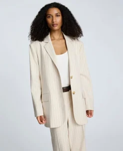 Pinstripe Relaxed Fit Boyfriend Blazer>Kenneth Cole Clearance