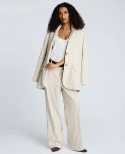 Pinstripe Relaxed Fit Boyfriend Blazer><noscript><img width=