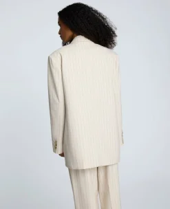 Pinstripe Relaxed Fit Boyfriend Blazer><noscript><img width=