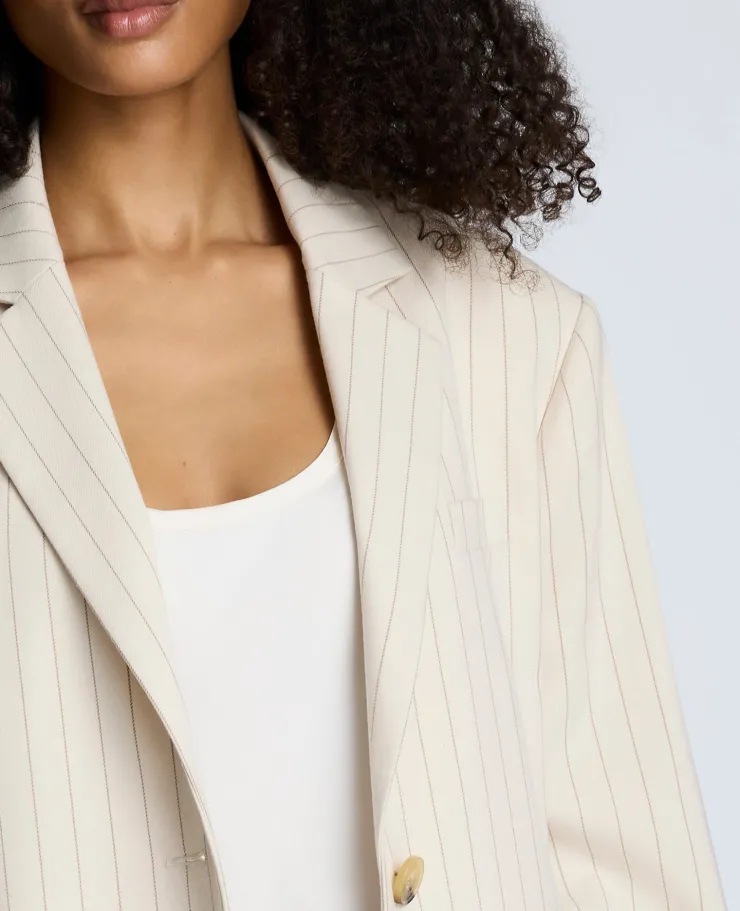 Pinstripe Relaxed Fit Boyfriend Blazer>Kenneth Cole Clearance