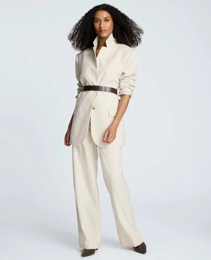 Pinstripe Relaxed Fit Boyfriend Blazer>Kenneth Cole Clearance