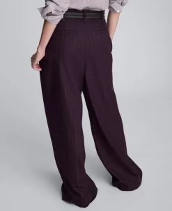 Pinstripe Wide Leg Double Belted Pant><noscript><img width=
