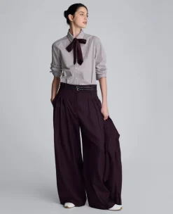 Pinstripe Wide Leg Double Belted Pant><noscript><img width=