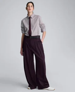 Pinstripe Wide Leg Double Belted Pant><noscript><img width=