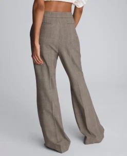 Plaid High Rise Split Front Flare Leg Pant><noscript><img width=