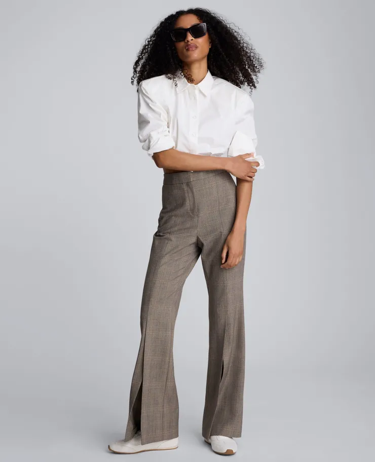 Plaid High Rise Split Front Flare Leg Pant>Kenneth Cole Discount