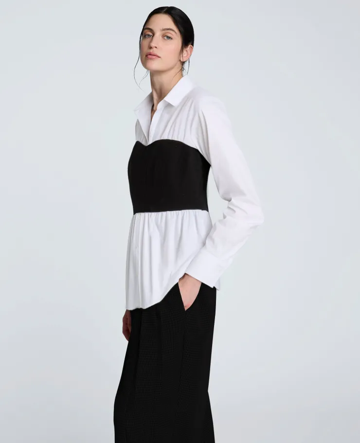 Poplin Long Sleeve Shirt with Bustier>Kenneth Cole Sale
